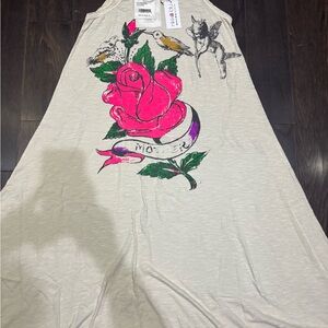 Sleeveless Dress with Pink Rose Graphic Pristine condition, Nvr worn wtags